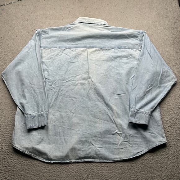 Vintage Mickey Unlimited Disney Denim Button Down Shirt Mens 2XL Goofy Chambray - Picture 7 of 12